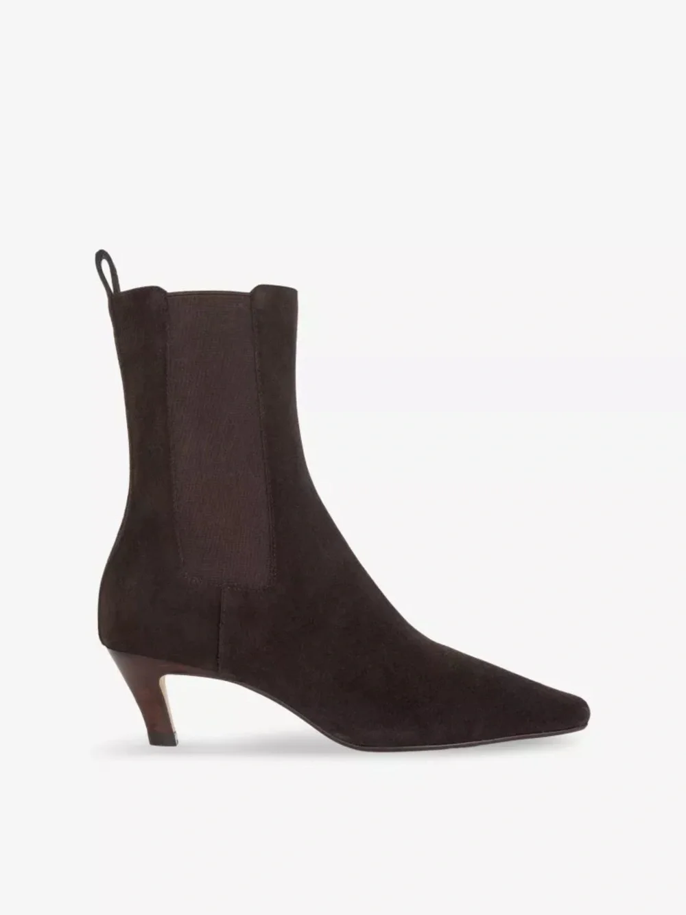 Dune London Dark Brown Suede Chelsea Kitten Heel Ankle Boots